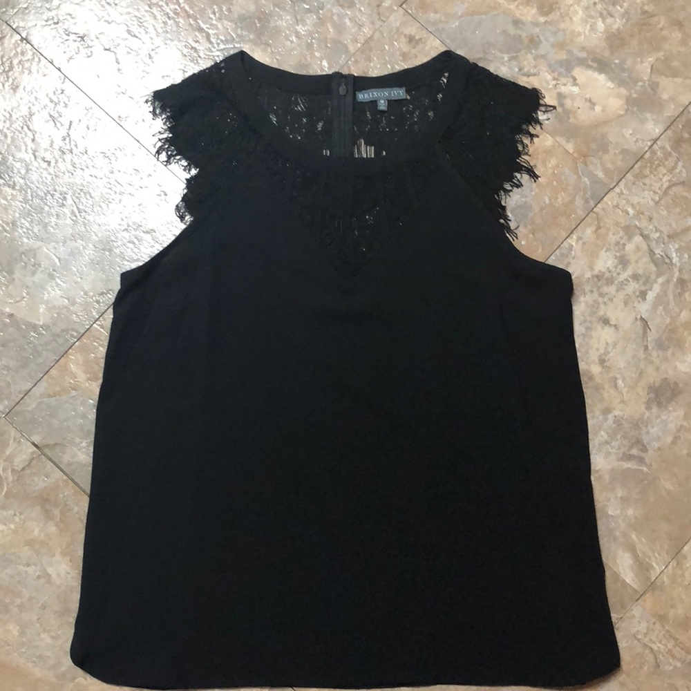 Black lace short sleeved blouse/shirt